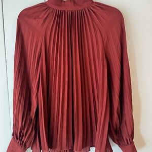 Adiva Pleated Burgundy Blouse